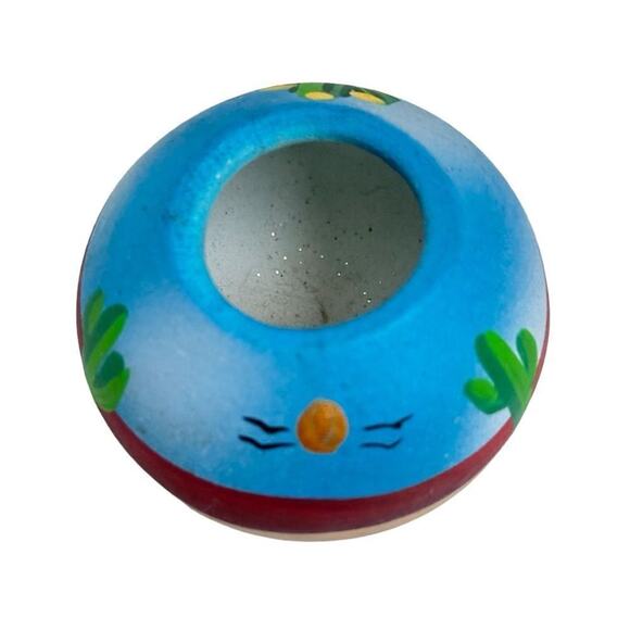 TESA Hand Painted Mini Pottery Vase Desert Scene Cactus Sun Southwest Mexico - Picture 2 of 11